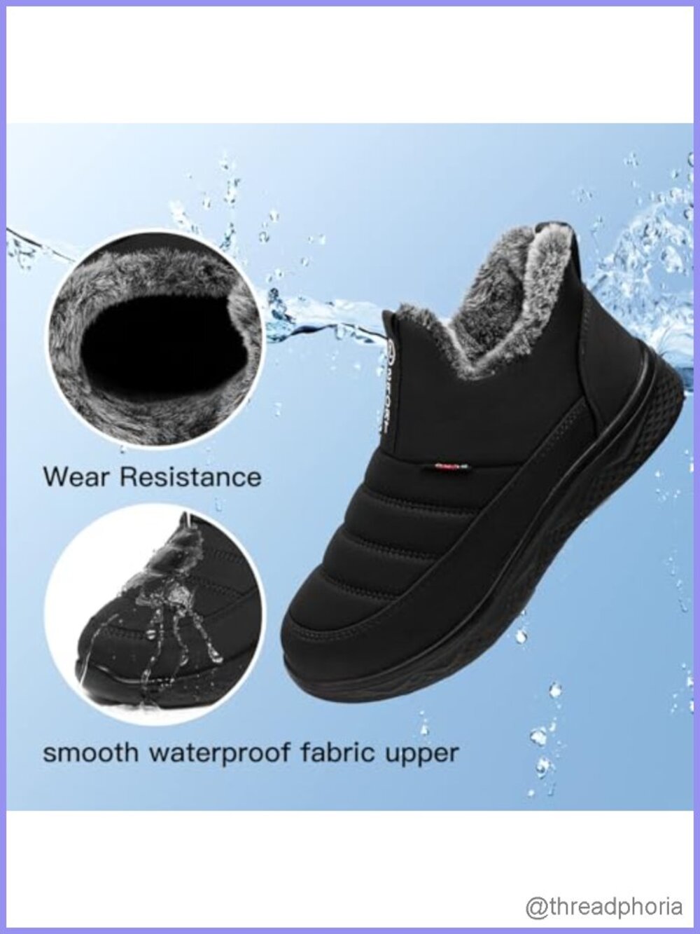 Women Slip On Fur Lined Insulated Ankle Snow Boots Water Resistant - Picture 3 of 6